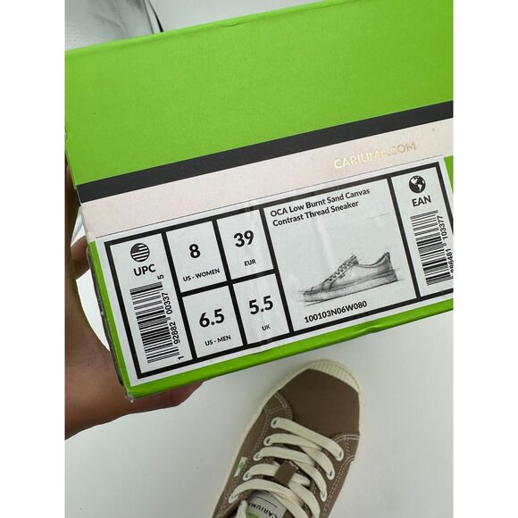 $105 NEW Carium Women's OCA Low Canvas Sneaker Sand Contrast Thread Canvas 8 D99 - Picture 6 of 6